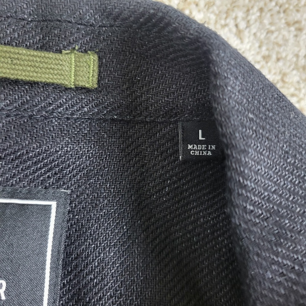 Todd Snyder Mens Large Black Four Pocket Utility Shirt Long Sleeve 100% Linen - Picture 4 of 6